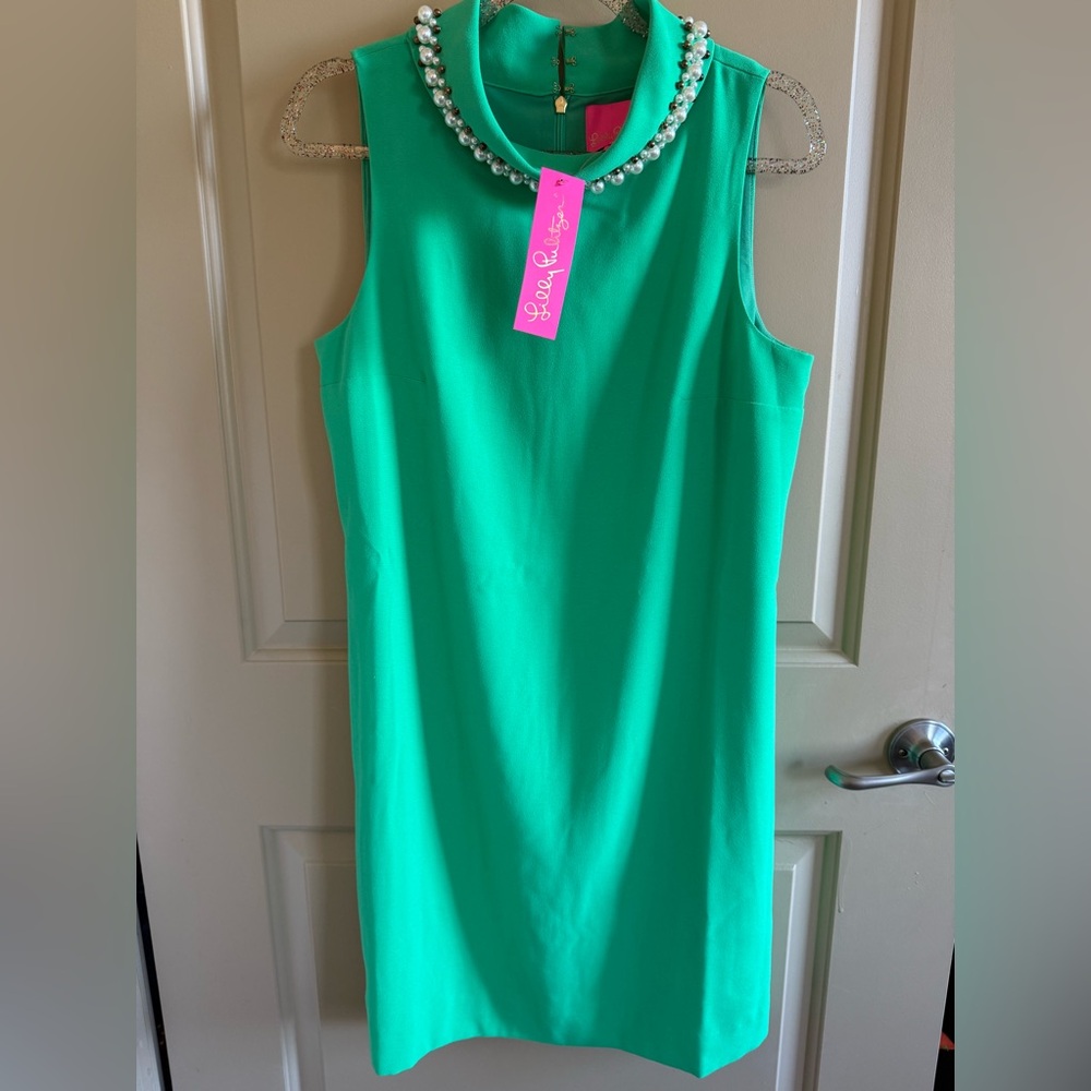 NWT Lilly Pulitzer Green Portia Dress juniper green with pearls NEW sz. 8 Final